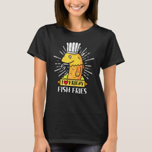 Camiseta Eu amo Sexta-Feira Fritas de Peixes Comida 1