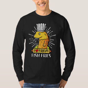 Camiseta Eu amo Sexta-Feira Fritas de Peixes Comida 1
