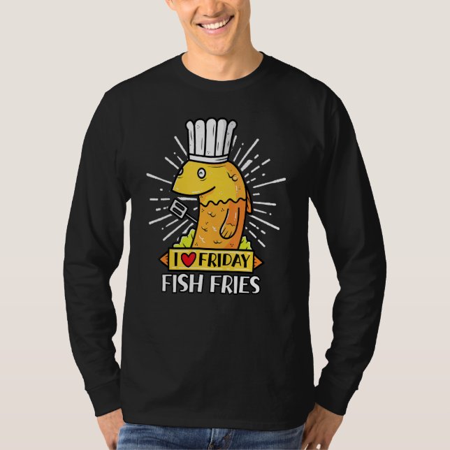 Camiseta Eu amo Sexta-Feira Fritas de Peixes Comida 1 (Frente)