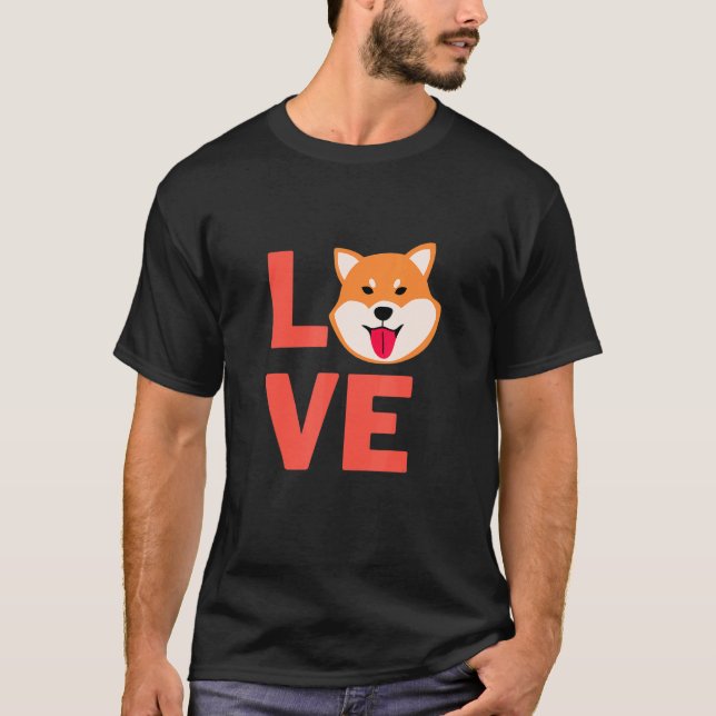 Camiseta Eu Amo Shiba Inu Cachorro Cachorro Cachorro Cachor (Frente)