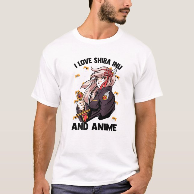 Camiseta Eu Amo Shiba Inu E Anime - Kawaii Cute - Otaku G (Frente)