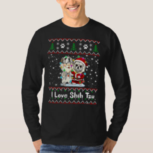 Camiseta Eu Amo Shih Tzu Feliz Cão De Natal