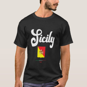 Camiseta Eu Amo Sicília, Sicília Itália Ilustração Gráfica