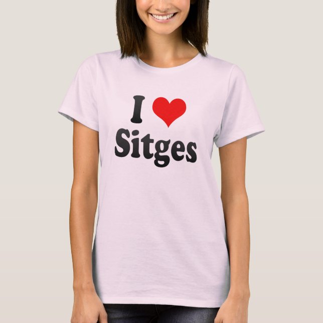 Camiseta Eu amo Sitges, espanha. Mim Encanta Sitges, (Frente)