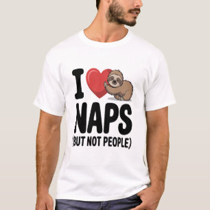 Camiseta Eu Amo Sonecas Coração de Preguiça Fofa