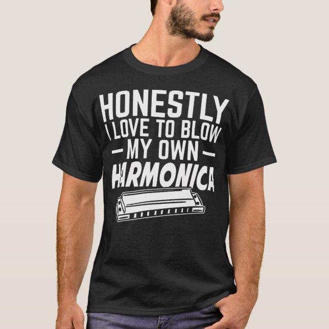 Camiseta Eu Amo Soprar Minha Própria Harmônica Tocador Dive (Frente)