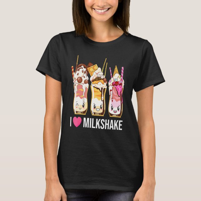 Camiseta Eu Amo Sorvete de Chocolate Milkshake Doce Dentada (Frente)