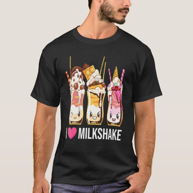Camiseta Eu Amo Sorvete de Chocolate Milkshake Doce Dentada (Frente)