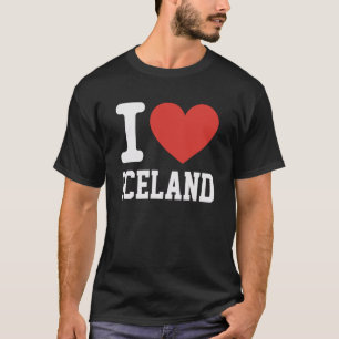 Camiseta Eu Amo Souvenir de Coração da Islândia Orgulho dos