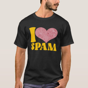 Camiseta Eu Amo Spam Comida de Porco Cozida Enlatada Spam