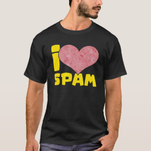 Camiseta Eu Amo Spam Comida de Porco Cozida Enlatada Spam