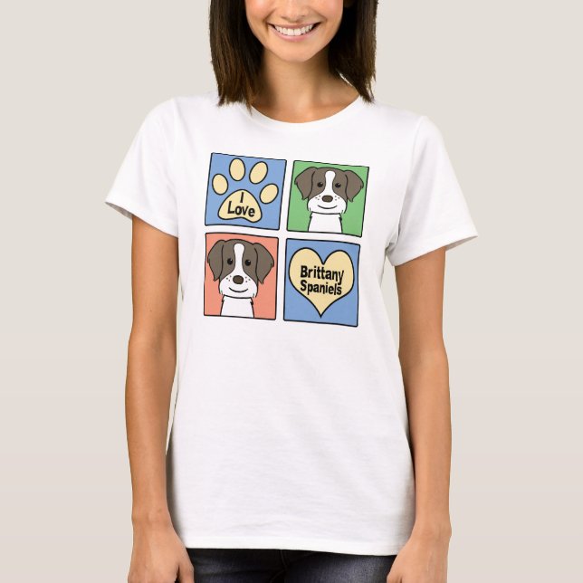 Camiseta Eu amo Spaniels de Brittany (Frente)
