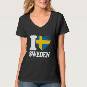 Camiseta Eu Amo Suécia País Natal Bandeira Sueca Suécia