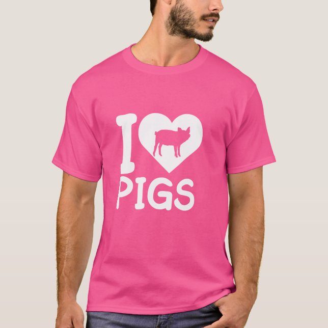 Camiseta Eu Amo Suínos Bonitos Pigão Cardíaco Piglet Piglet (Frente)