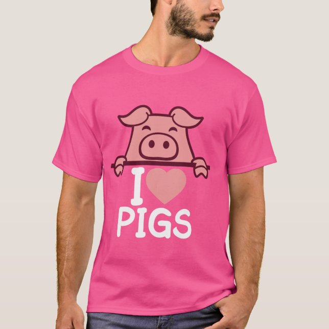 Camiseta Eu Amo Suínos Bonitos Pigão Cardíaco Piglet Piglet (Frente)