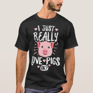 Camiseta Eu Amo Suínos Ok Meninas Mulheres Fazendeiros Pres