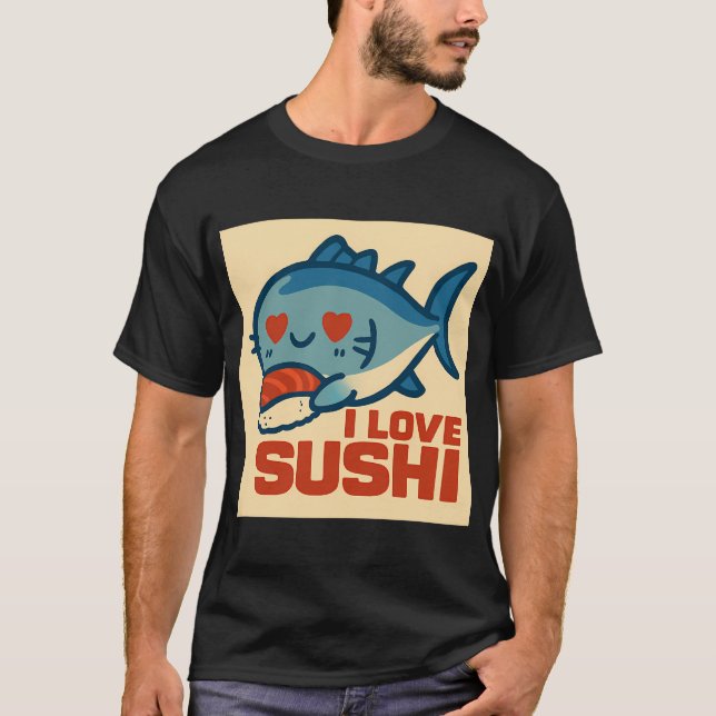 Camiseta Eu Amo Sushi (Frente)
