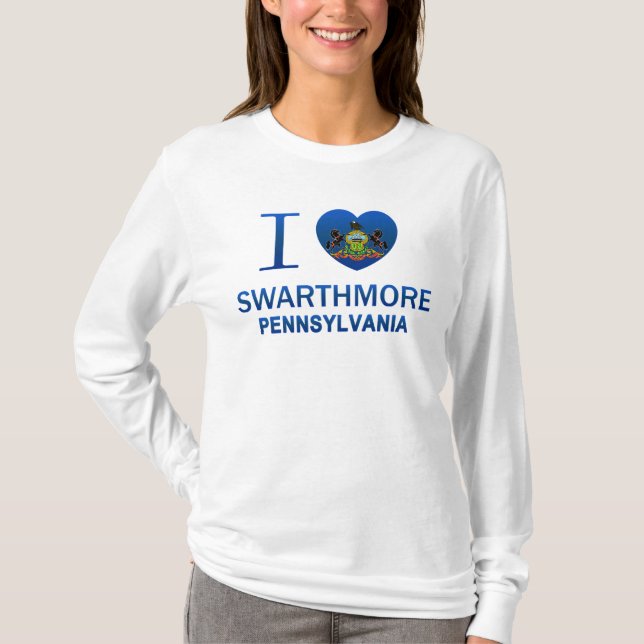 Camiseta Eu amo Swarthmore, PA (Frente)