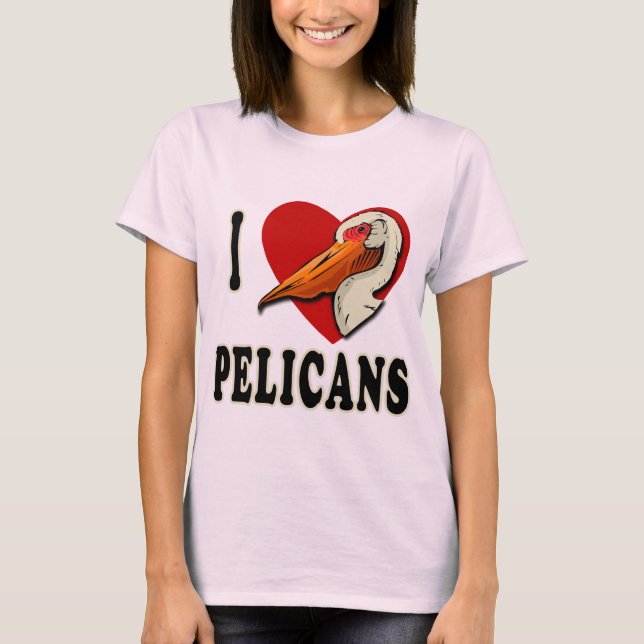 Camiseta Eu amo t-shirt dos pelicanos, roupa dos miúdos (Frente)