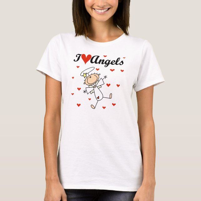 Camiseta Eu amo t-shirt e presentes dos anjos (Frente)