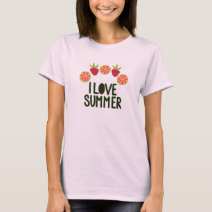 Camiseta Eu Amo T-Shirts Bonitas E Bonitas Com Frutas