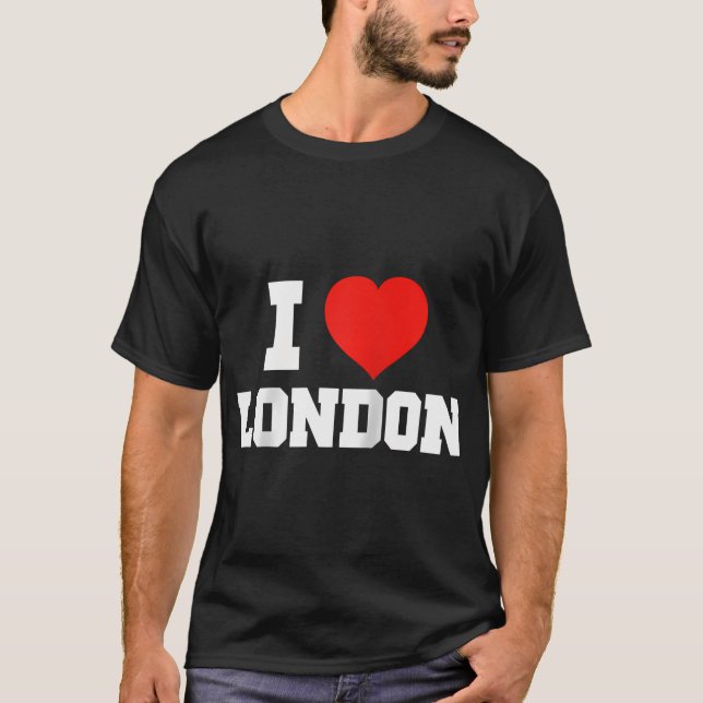 Camiseta Eu Amo T-Shirts de Londres Raglan Baseball (Frente)