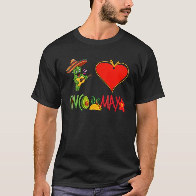Camiseta Eu Amo Taco Heart Cinco De Mayo 2022 Fiesta Mexica (Frente)