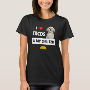 Camiseta Eu Amo Tacos E Meu Cachorro Shih Tzu Comida Mexica