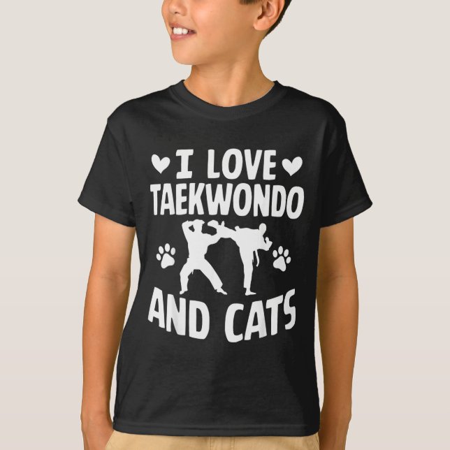 Camiseta Eu Amo Taekwondo e Gatos (Frente)