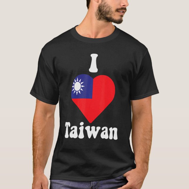 Camiseta Eu Amo Taiwan Flag Heart Taiwan (Frente)