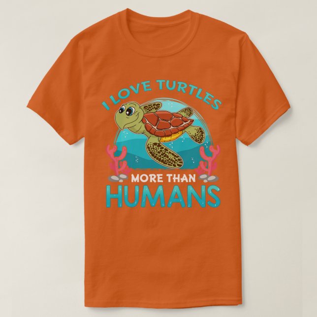 Camiseta Eu Amo Tartarugas Mais Que Humanos (Frente do Design)