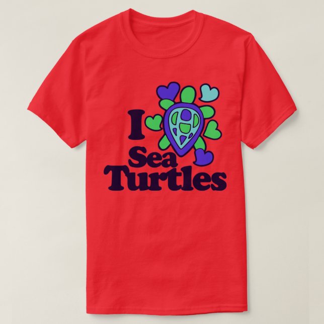 Camiseta Eu amo tartarugas marinhas (Frente do Design)