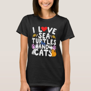 Camiseta Eu Amo Tartarugas Marinhas E Gatos Kitty Feline Be