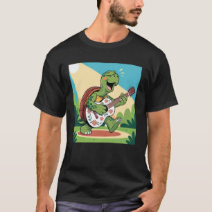 Camiseta Eu Amo Tartarugas Marinhas Tocando Violão Rock Sta