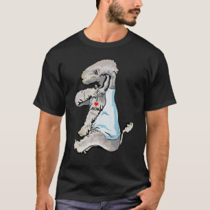 Camiseta Eu Amo Tatuagem da Mamãe Bedlington Terrier Mãe Ca
