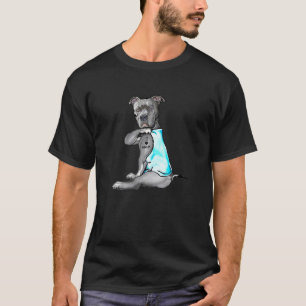 Camiseta Eu Amo Tatuagem da Mamãe Pitbull Cachorro Mulheres
