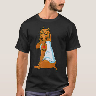 Camiseta Eu Amo Tatuagem da Mamãe Pitbull Mãe Cachorro Dia