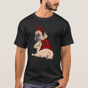 Camiseta Eu Amo Tatuagem da Mamãe Pug Cachorro Bandana Dia