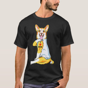 Camiseta Eu Amo Tatuagem da Mamãe Welsh Corgi Mamãe Cadela 