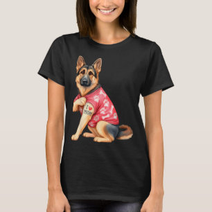 Camiseta Eu Amo Tatuagem de Mãe Cachorro Pastor Alemão Engr