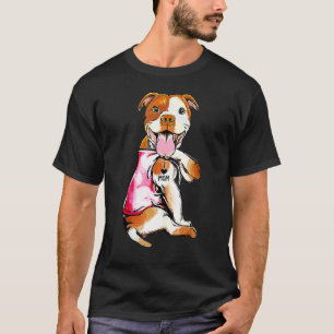 Camiseta Eu Amo Tatuagem de Pitbull de Mãe Dia das Mães