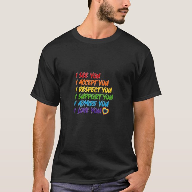 Camiseta Eu Amo-Te LGBTQIA Dando Presentes Orgulho Em Cima (Frente)