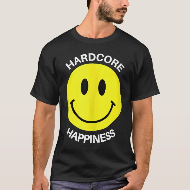 Camiseta Eu Amo Techno Music Acid House Sorri Muito Happ (Frente)