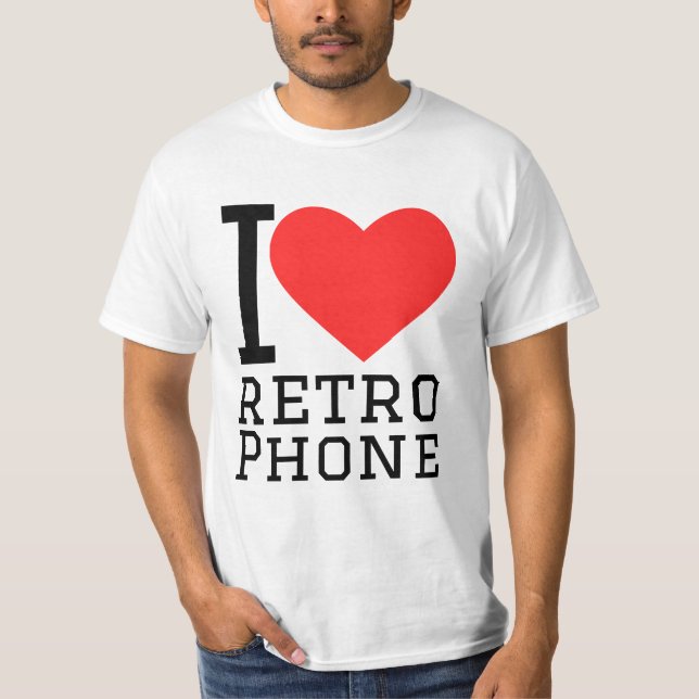 Camiseta Eu amo telefone retrô (Frente)