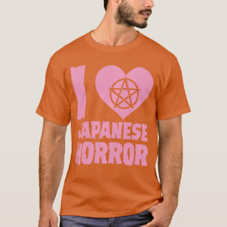 Camiseta Eu Amo Terror Japonês Coração Pentagrama Filme Ass