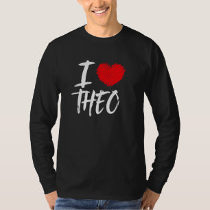 Camiseta Eu Amo Theo Husband Son Namorado Pai Grandson Hea
