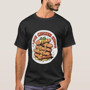 Camiseta Eu Amo Tiras de Frango Comida Frita Conforto Desej