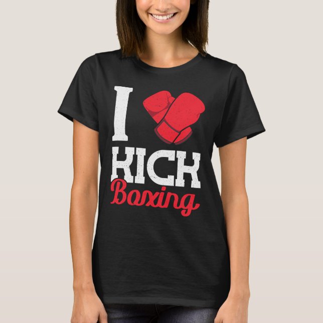 Camiseta Eu Amo Título de Boxe de Kick Boxing (Frente)