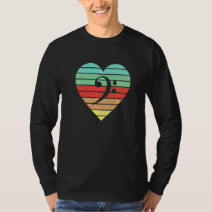 Camiseta Eu Amo Tocar Música Baixo Baixista CoraçãoClave de