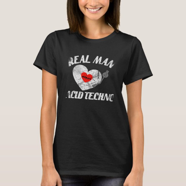 Camiseta Eu Amo Tocar Música Techno Ácido Ideia DJ Disco de (Frente)